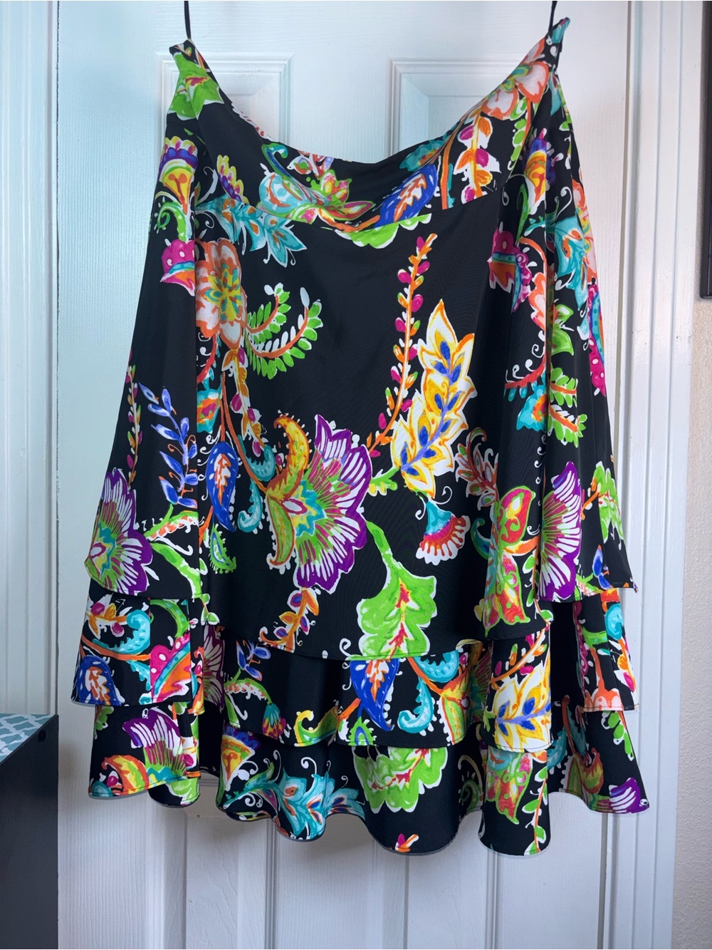 Lauren Ralph Lauren Black Multicolor Floral Print skirt size 16 - Picture 7 of 14